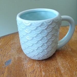 Elegant White and Blue Textured Mermaid Mug